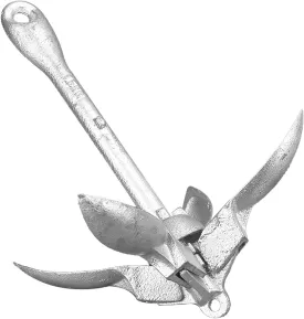 1.5kg Foldable Grapnel Anchor, Stainless Steel Galvanized, for Small Boats Rafts Canoes Kayaks, Storage with Locking Mechanism, Strong Gripping