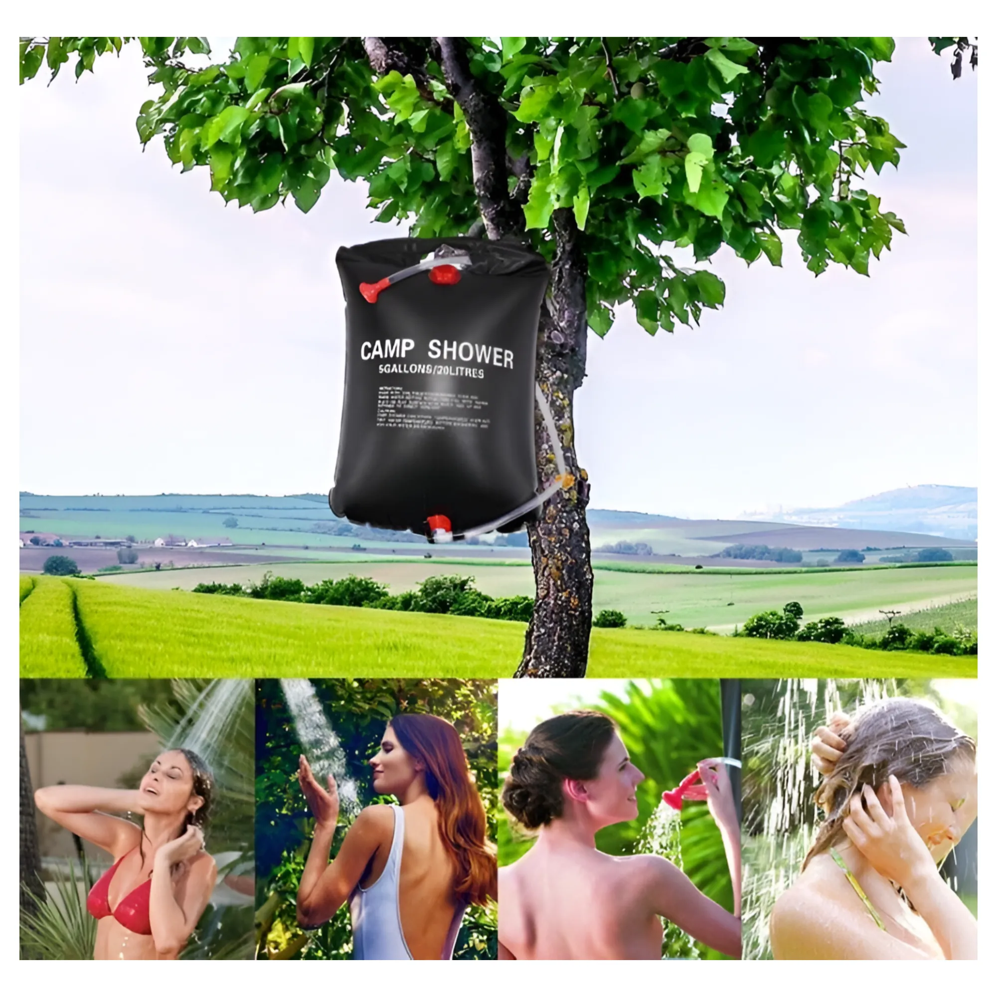 20L PVC Portable Solar-Heated Camping Shower Bag