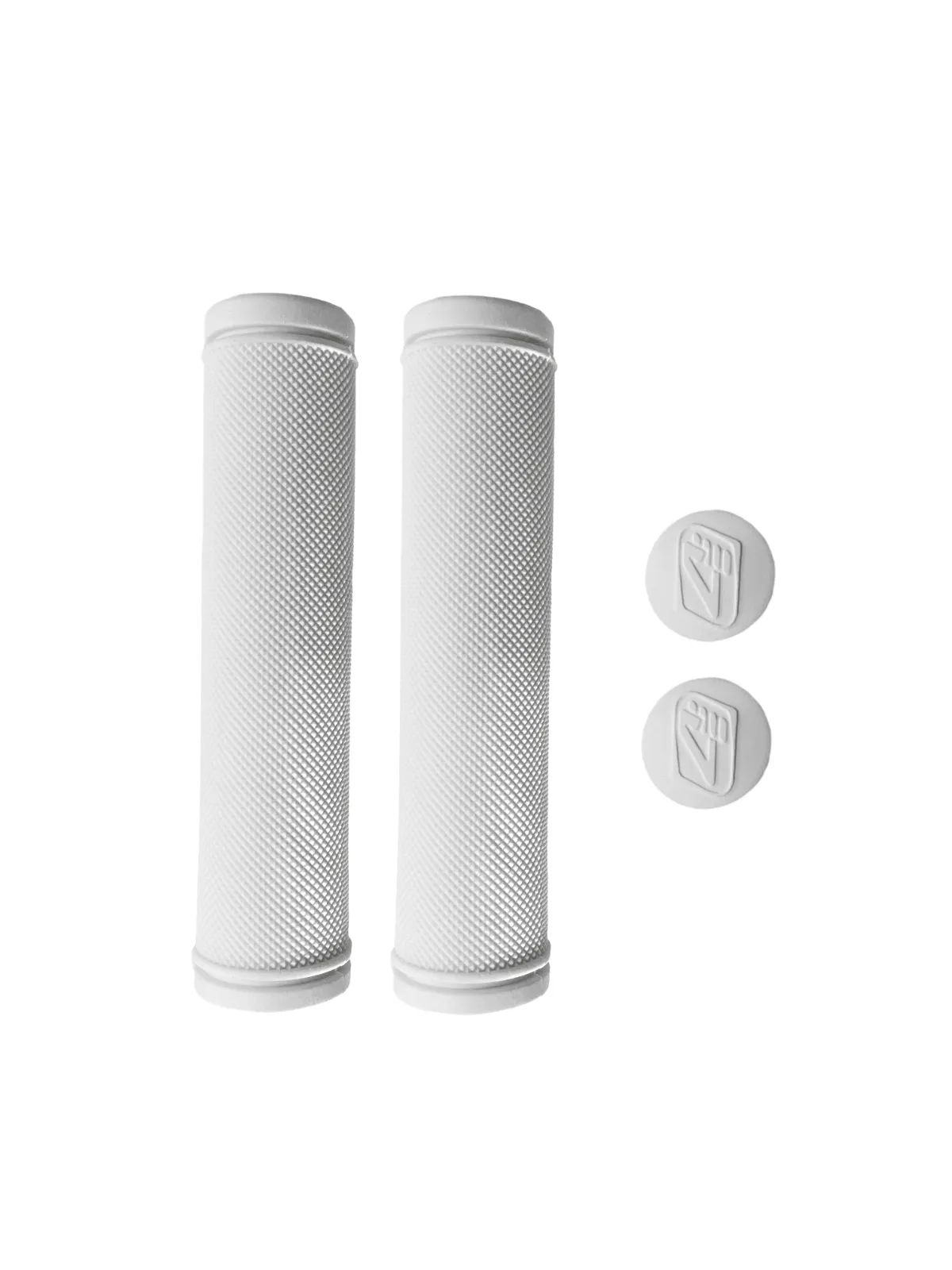 4ZA FORZA STRATOS 130MM WHITE MTB BICYCLE HANDLEBAR GRIPS WITH END CAPS