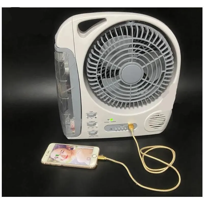 6 in 1 Solar Powered 8'' Fan with LED Lamp GD-8028