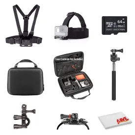 Basic Action Camera Accessory Kit Bundle With - 64GB MICRO SD CARD   MicroFiber Cleaning Cloth
