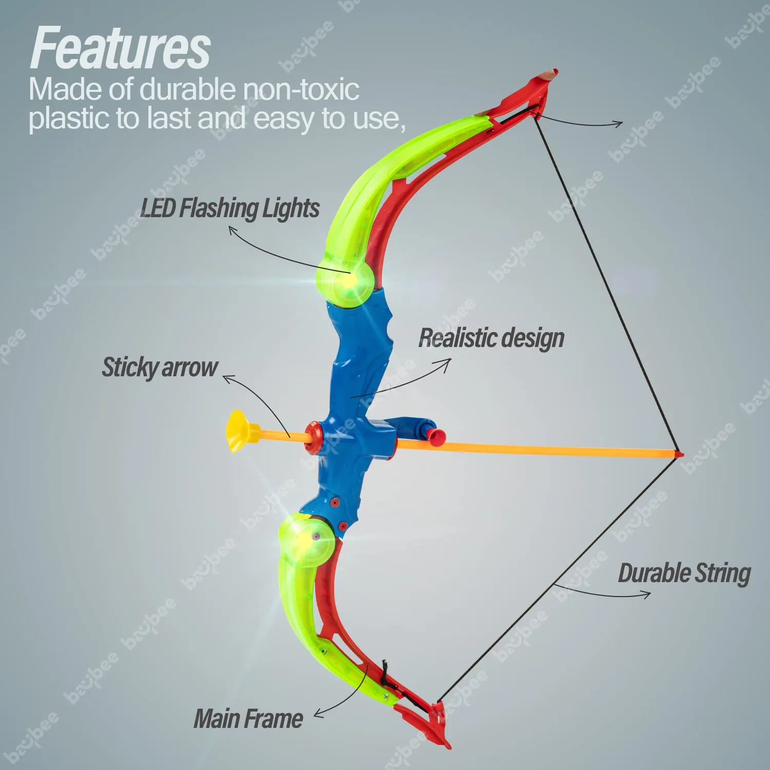 Baybee Bow and Arrow Toys for Kids, Archery Set with 3 Suction Cup Arrow, Quiver & Dartboard