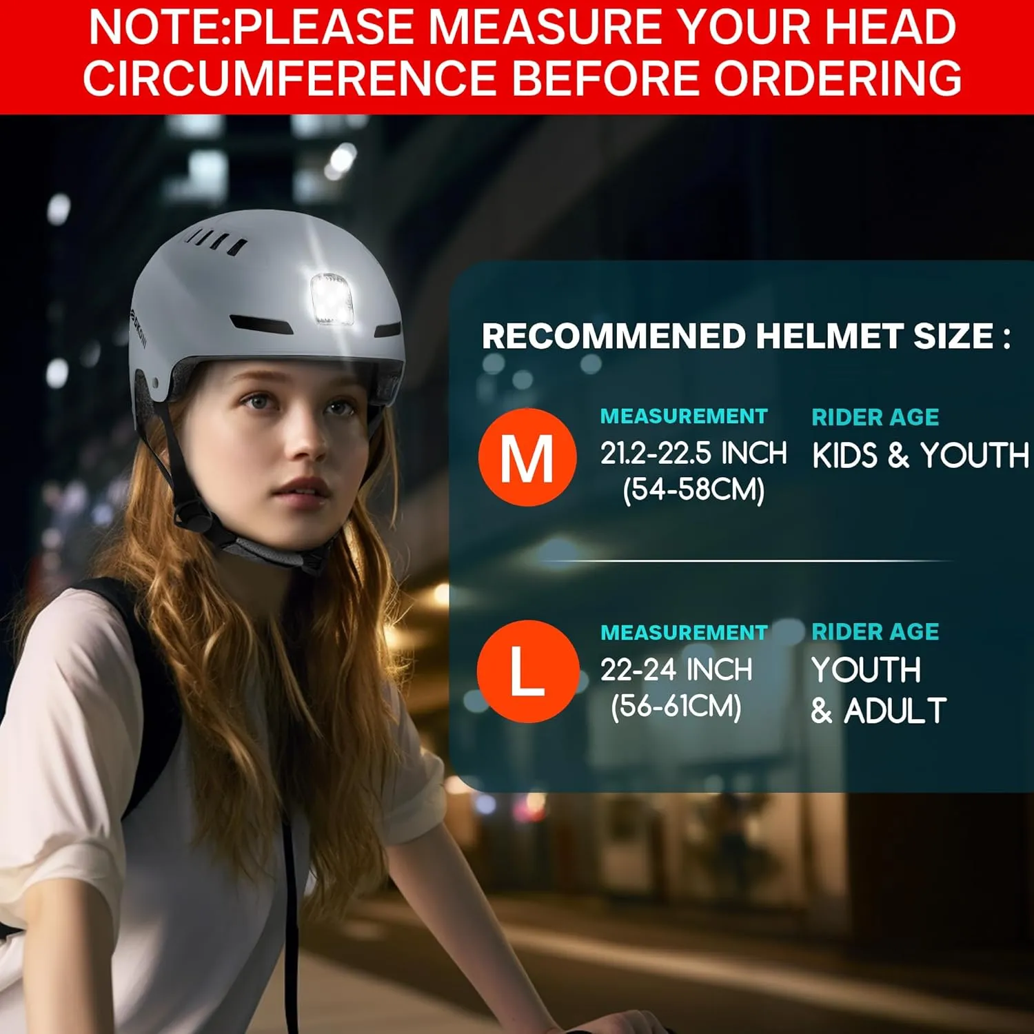 Bike Helmet with LED Lights Bicycle Helmets Commuter Cycling Helmet USB Rechargeable Front & Back LED Light Helmet for Adult Men Women