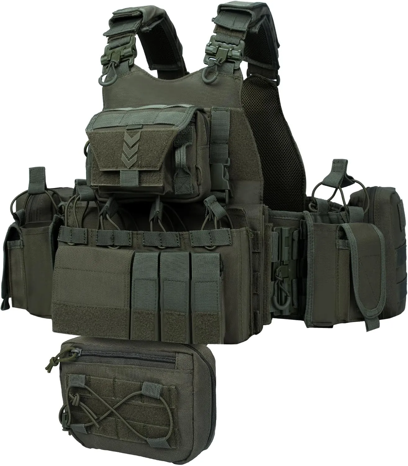 BOMTURN Great Tactical Outdoor Vest for Men Quick Release Buckle Adjustable&Detachable Modular Molle Vest