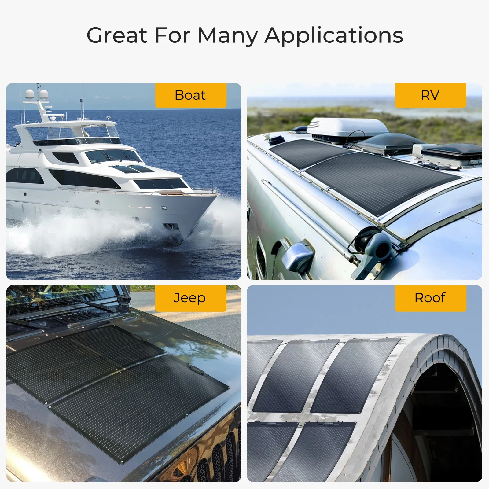 BougeRV Arch 200 Watt Fiberglass Curved Solar Panel