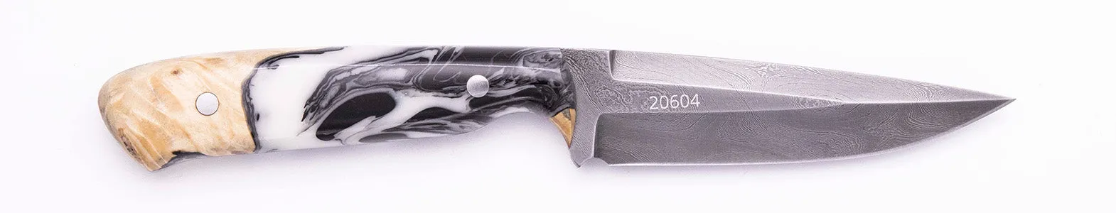 Carved Damascus Field Knife #20604