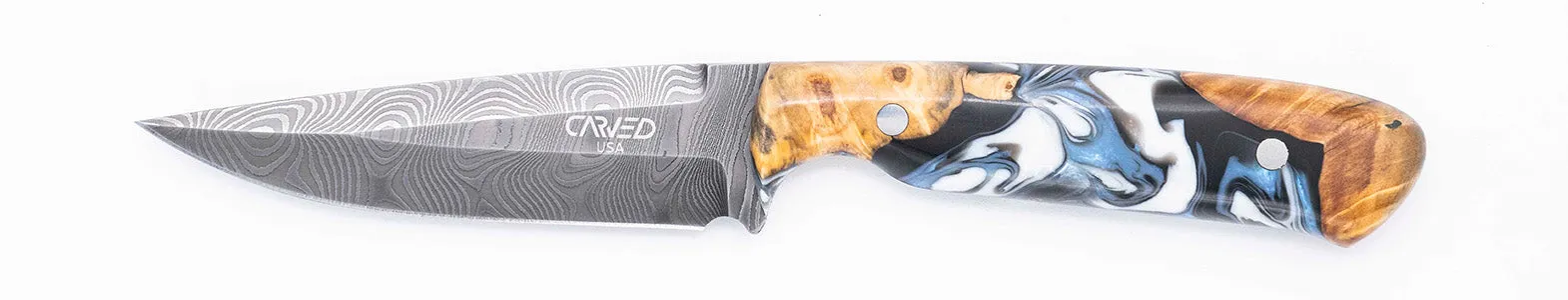 Carved Damascus Field Knife #20618