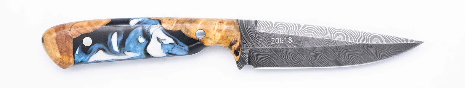 Carved Damascus Field Knife #20618
