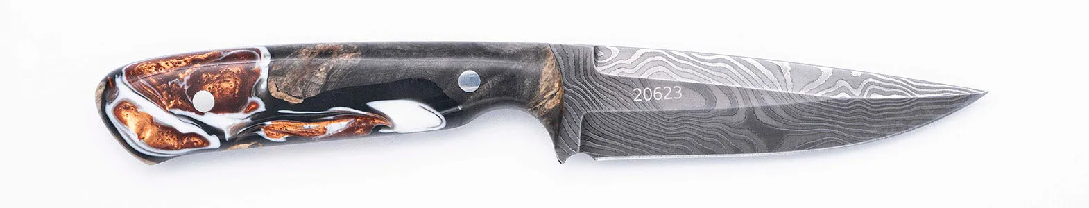 Carved Damascus Field Knife #20623
