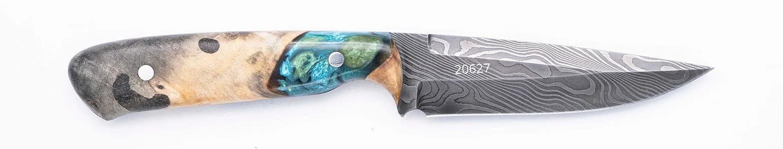 Carved Damascus Field Knife #20627