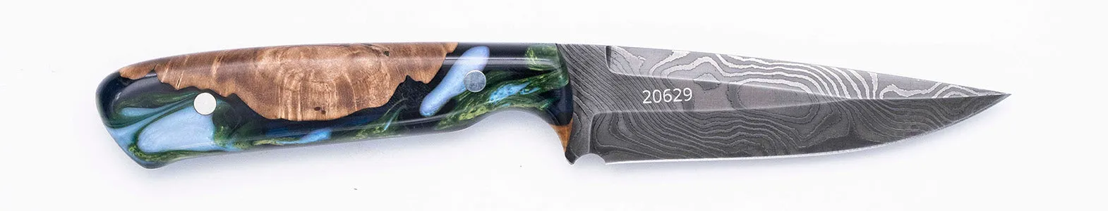 Carved Damascus Field Knife #20629