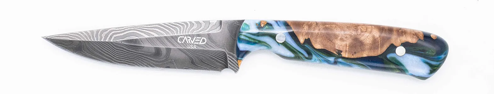 Carved Damascus Field Knife #20629