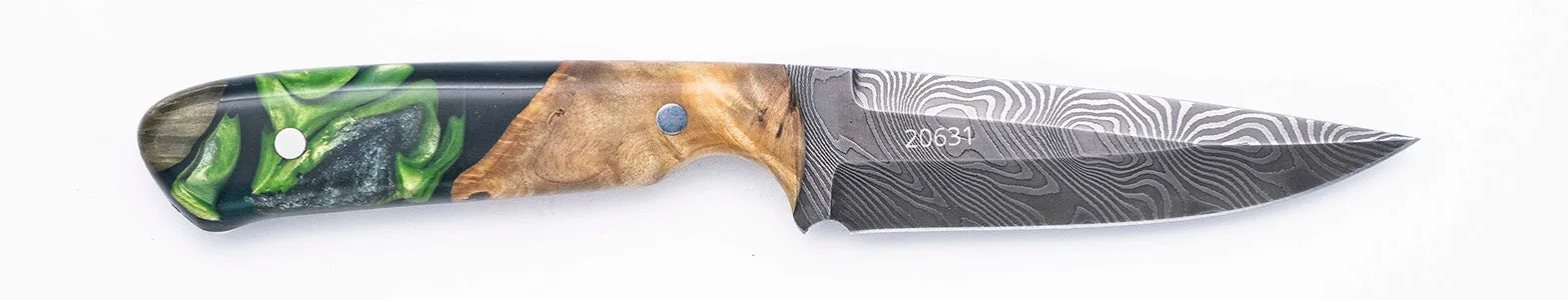 Carved Damascus Field Knife #20631