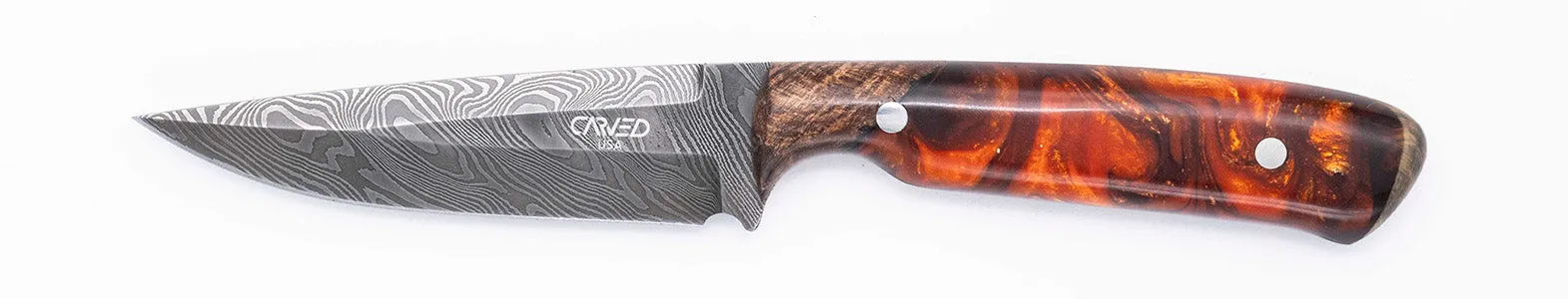 Carved Damascus Field Knife #20671