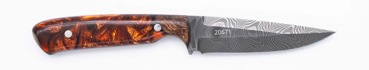 Carved Damascus Field Knife #20671