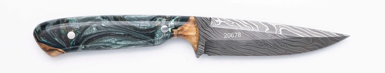 Carved Damascus Field Knife #20678