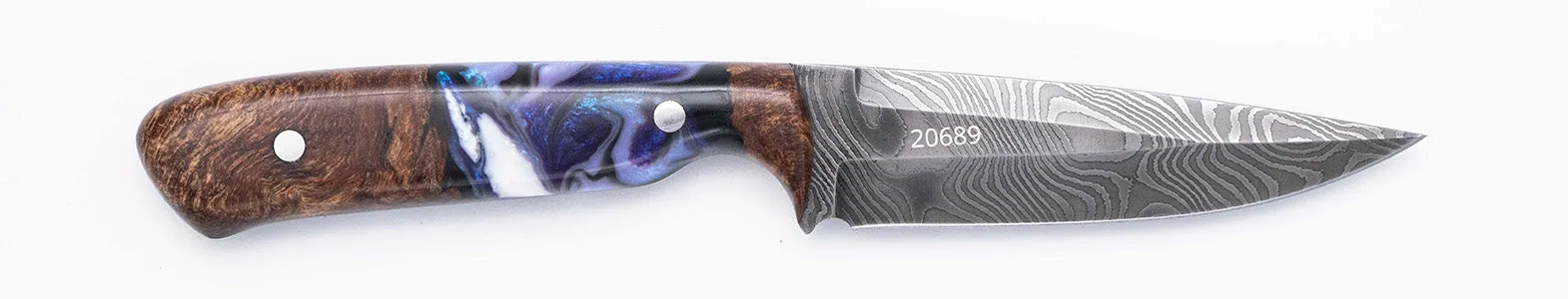 Carved Damascus Field Knife #20689