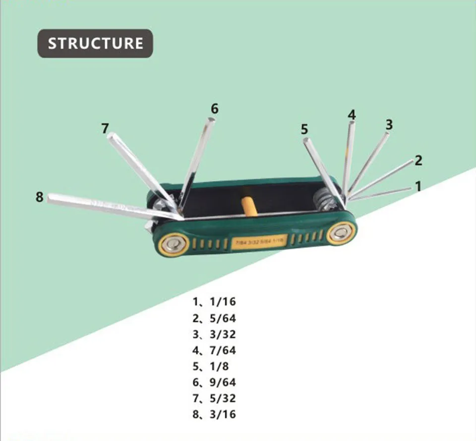 DECUT 8 in 1 Folding Hex Key Set for bows archery tool and hunting