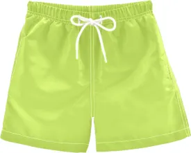 DOMIKING Neon Green Boys' Swim Trunks Mesh Lining Toddler Swim Shorts Quick Dry for Kids Adjustable Waist 2T-16