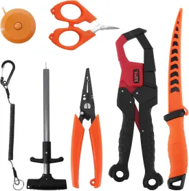 Fishing Tool Kit,Fishing Pliers, Fillet Knife Scissors, Fish Lip Gripper, Fish Ruler, Hook Remover,Line Snip, Fishing Gifts for Men