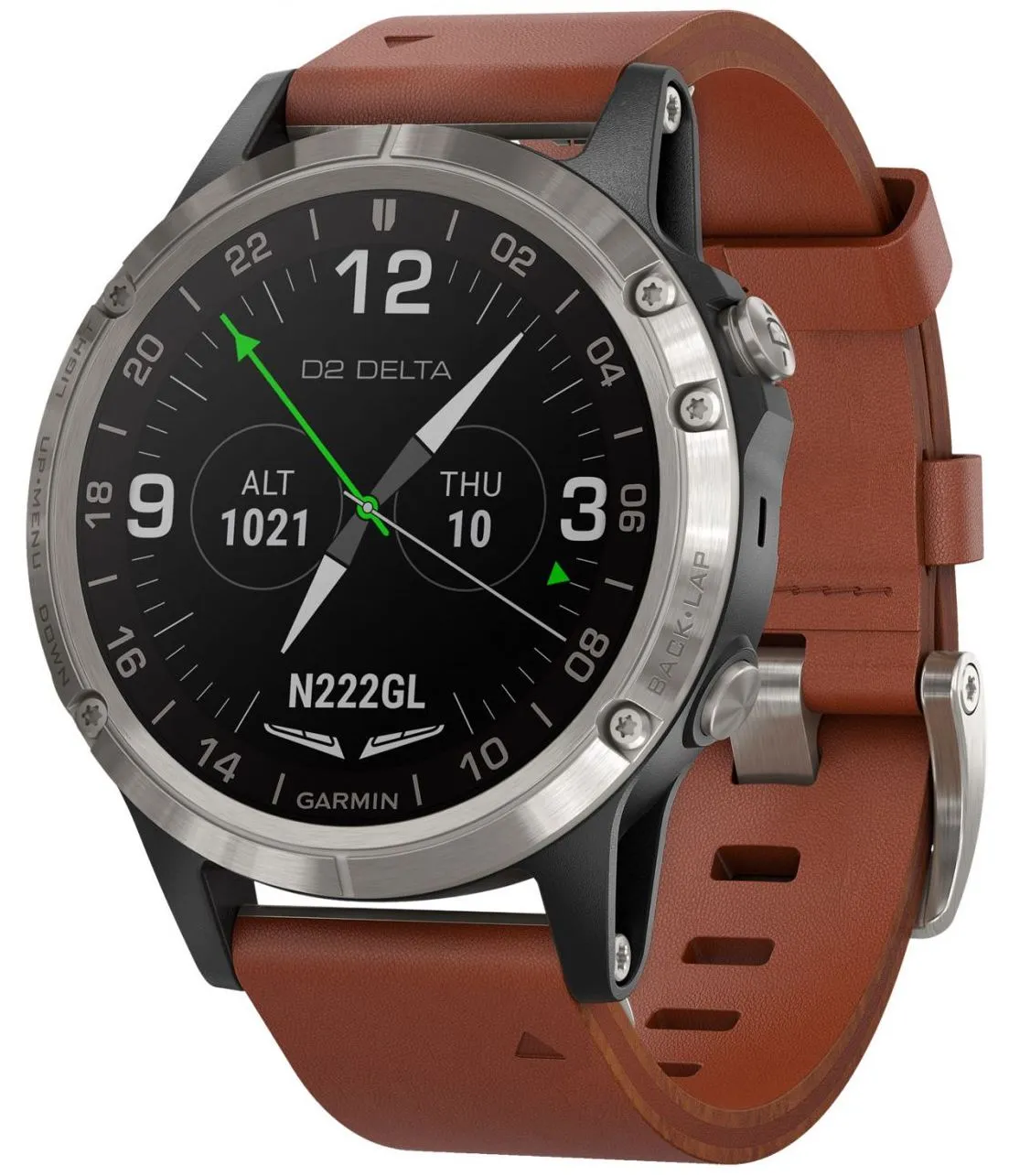 Garmin Watch D2 Delta Aviator Watch Brown Leather Band