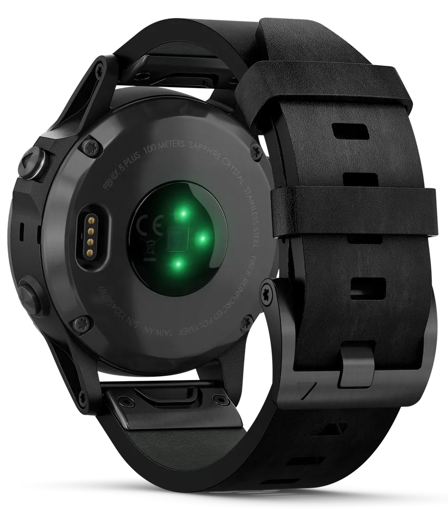 Garmin Watch Fenix 5 Plus Sapphire Black Leather Band D