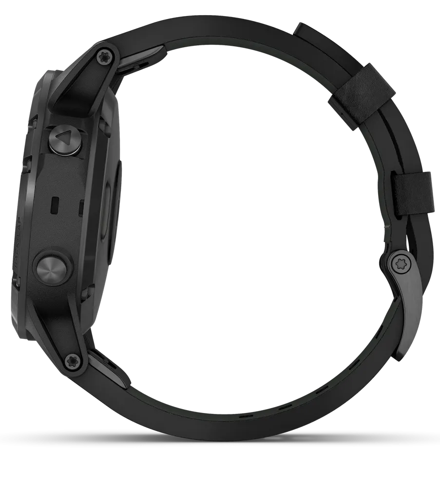 Garmin Watch Fenix 5 Plus Sapphire Black Leather Band D