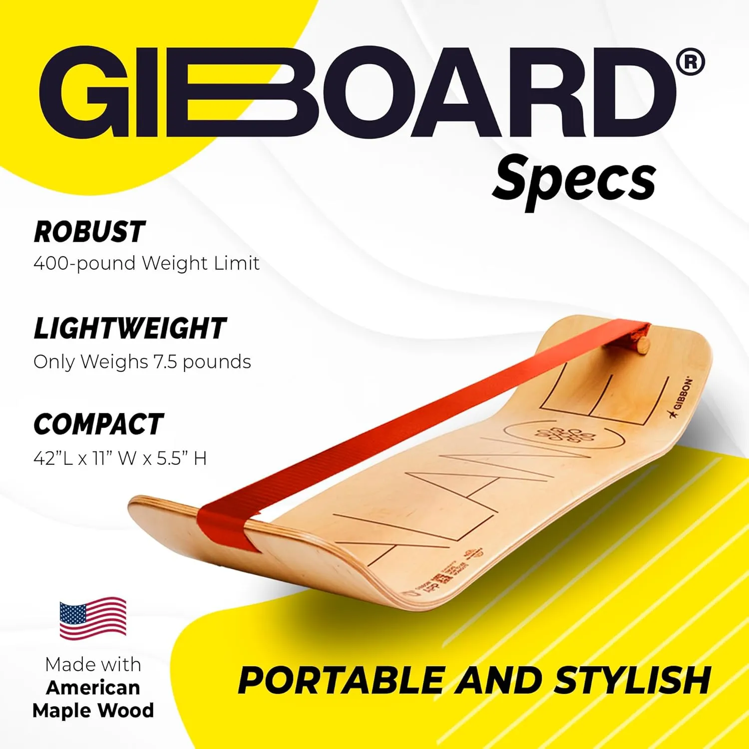 GIBBON GiBoard Balance Board Kids & Adults - Slack Board Workout Equipment Home Gym Training - Wooden Balance Boards for Adults Trainer - Standing Desk Exercise - Yoga, Agility, Pilates, Core & More