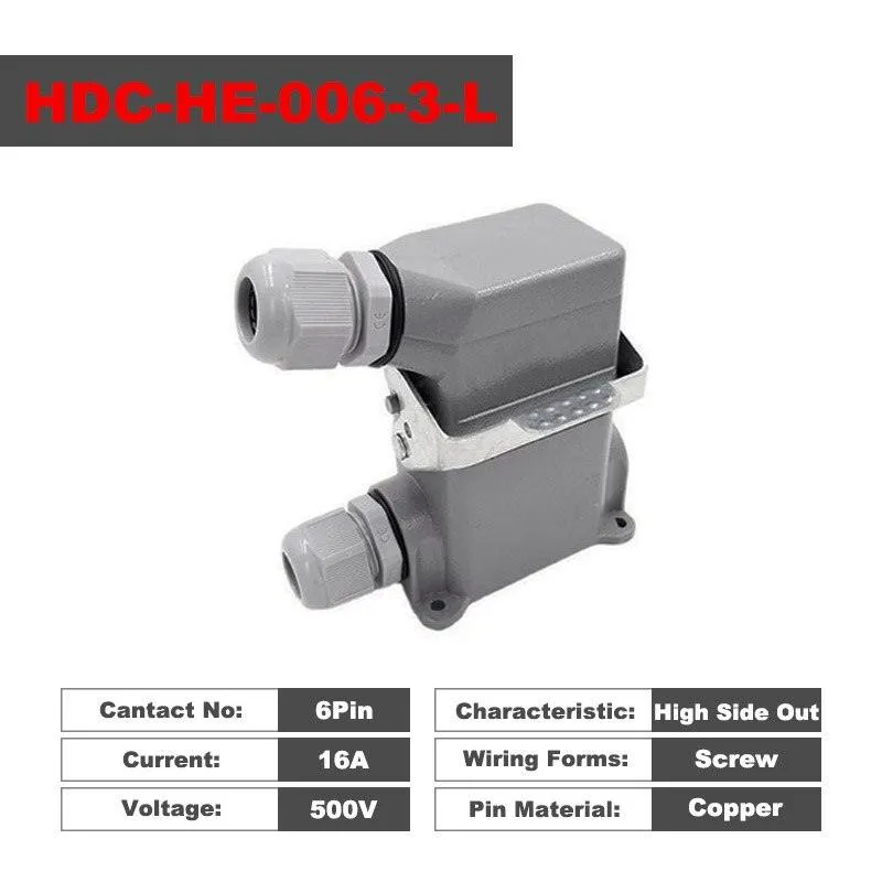 Heavy Duty Connectors HDC-HE-006-1/2/3/4-L F/M 6pin 16A
