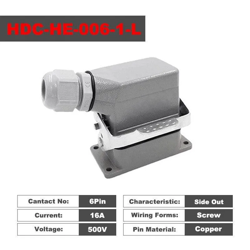 Heavy Duty Connectors HDC-HE-006-1/2/3/4-L F/M 6pin 16A