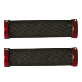 Herrmans Diamond Lock Dual Lock On MTB Grips - Black & Red - DD28