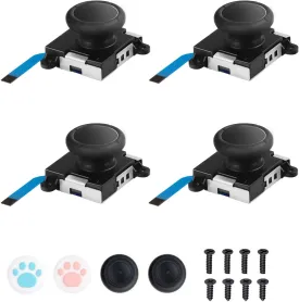 JoyCon Replacement 4 Pack, Analog Thumb Stick for Switch Joy-Con Controller & Switch Lite, Left/Right Analog Joystick with Thumbstick Grips & Screws