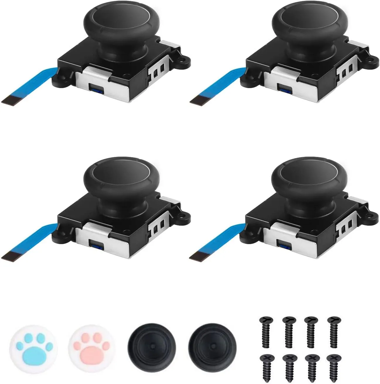 JoyCon Replacement 4 Pack, Analog Thumb Stick for Switch Joy-Con Controller & Switch Lite, Left/Right Analog Joystick with Thumbstick Grips & Screws