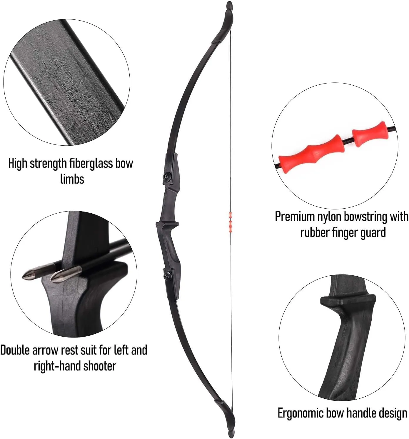 LWANO Recurve Bows for Adults - Archery Takedown Bow and Arrow Set for Adults/Youth/Teens Beginners Target Practicing, Left & Right Handed, 20/30/40lbs