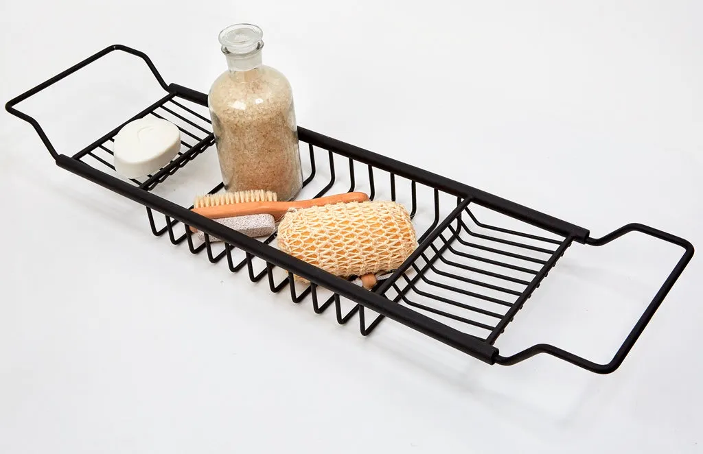 Matt Black Bath Caddy (Extendable)