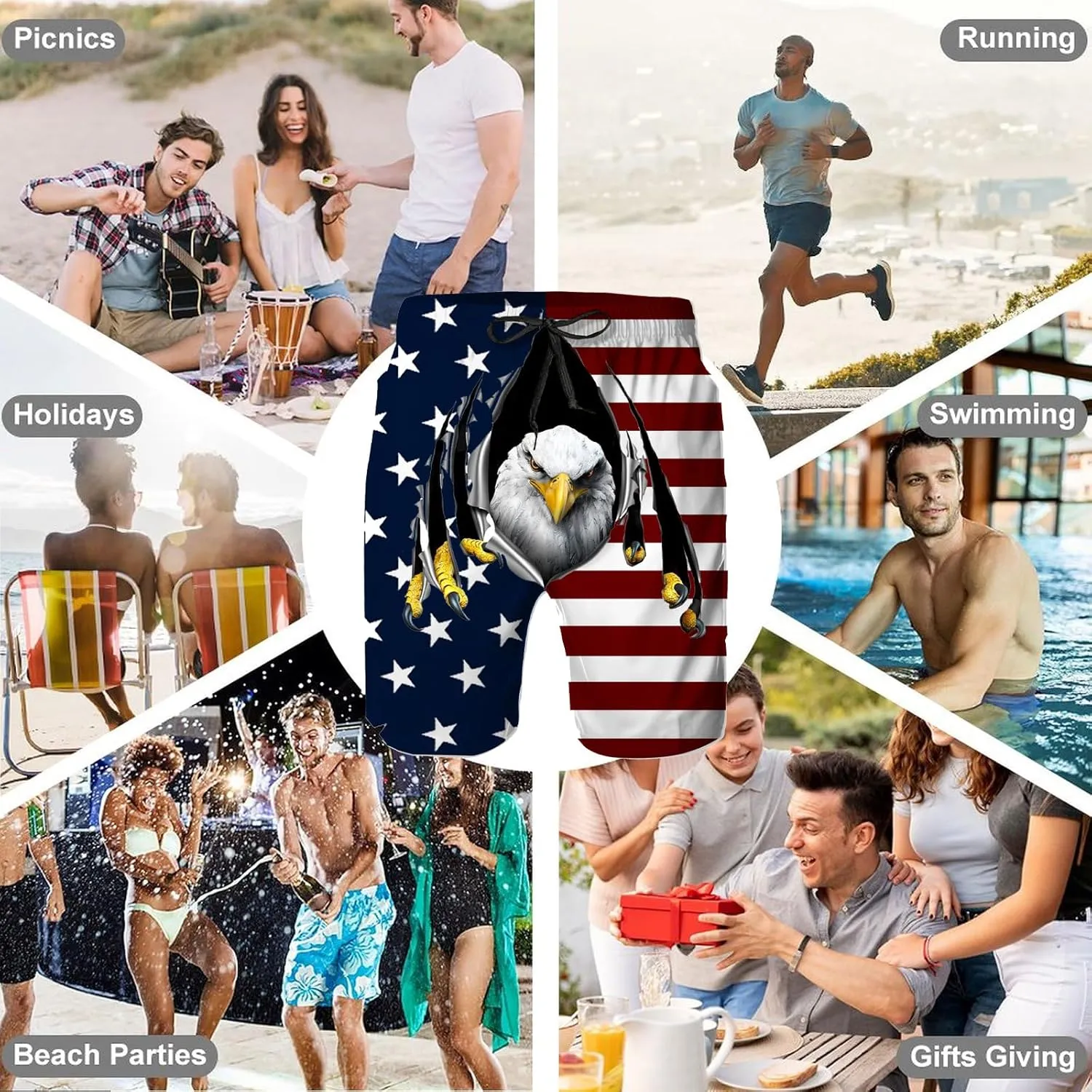 Men's Swim Trunks Quick Dry Swimming Trunks Upside Down Pineapple Beach Shorts with Mesh Lining and Pockets