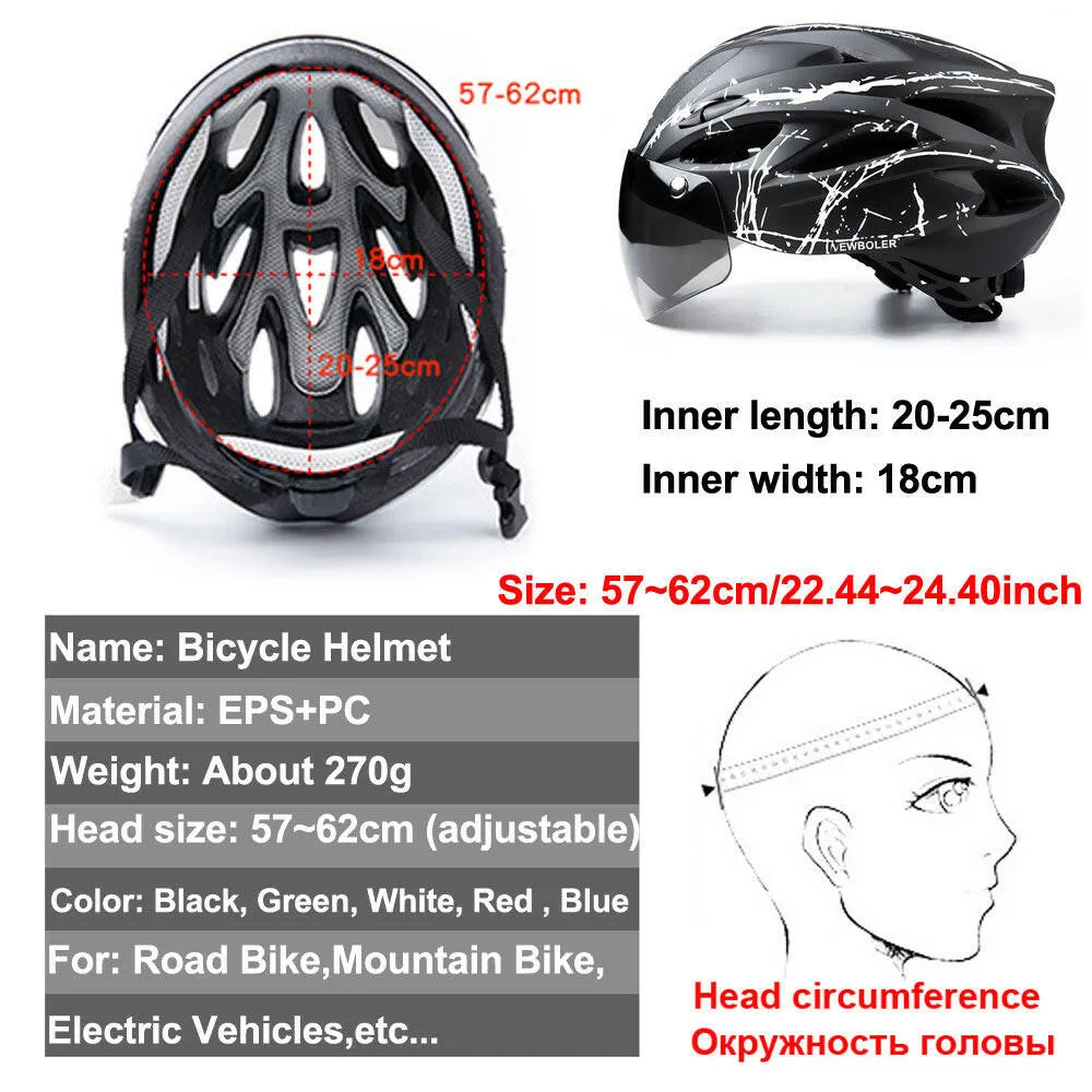 NEWBOLER Bike Helmet Man Women Safety Helmet Outdoor Motorcycle Bicycle Helmet Removable Lens Visor Mountain Road Cycling Helmet