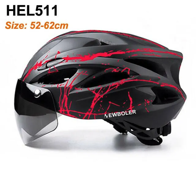 NEWBOLER Bike Helmet Man Women Safety Helmet Outdoor Motorcycle Bicycle Helmet Removable Lens Visor Mountain Road Cycling Helmet