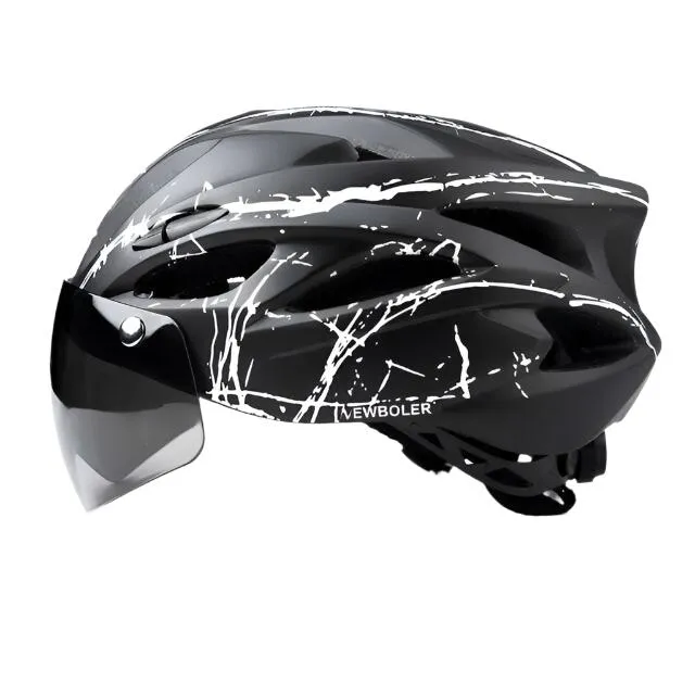 NEWBOLER Bike Helmet Man Women Safety Helmet Outdoor Motorcycle Bicycle Helmet Removable Lens Visor Mountain Road Cycling Helmet