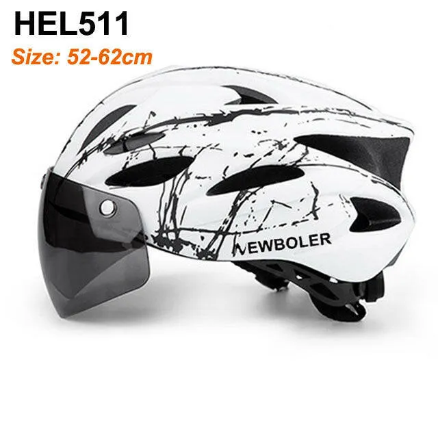NEWBOLER Bike Helmet Man Women Safety Helmet Outdoor Motorcycle Bicycle Helmet Removable Lens Visor Mountain Road Cycling Helmet