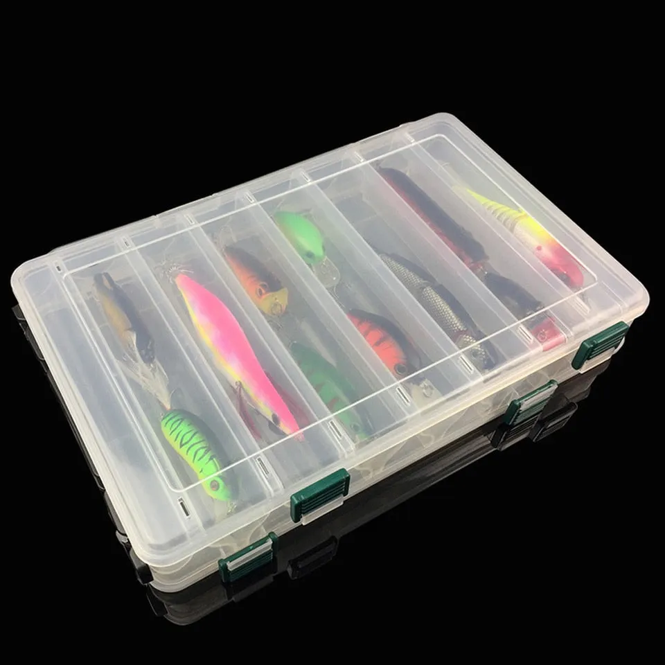 One Piece 27cm*18cm*5cm 14 Compartments Double Sided Fishing Lure Bait Hooks Tackle Waterproof Storage Box Fishing tackle box