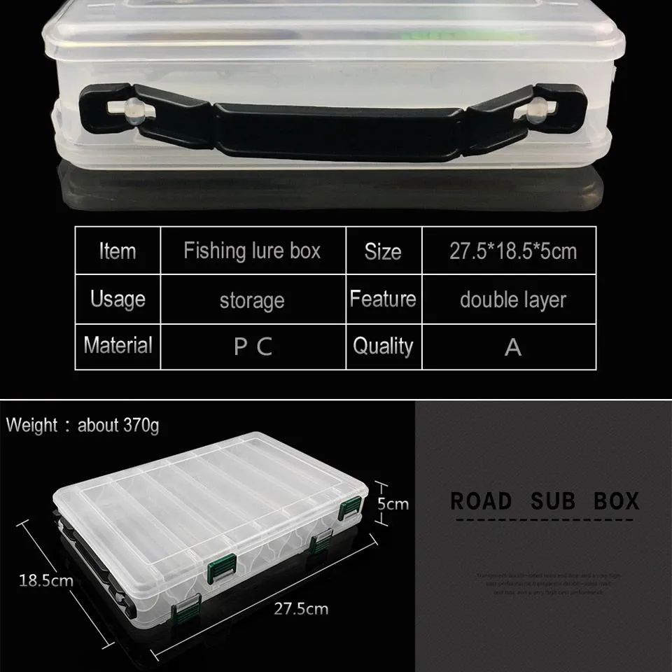 One Piece 27cm*18cm*5cm 14 Compartments Double Sided Fishing Lure Bait Hooks Tackle Waterproof Storage Box Fishing tackle box