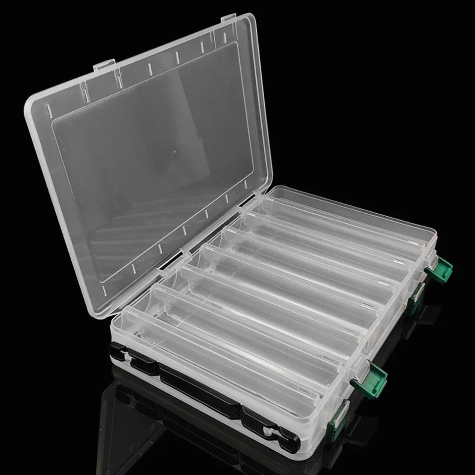 One Piece 27cm*18cm*5cm 14 Compartments Double Sided Fishing Lure Bait Hooks Tackle Waterproof Storage Box Fishing tackle box
