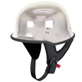 Outlaw Helmets N10 NOVELTY Chrome German Style Motorcycle Half Helmet for Men & Women - Adult Unisex Skull Cap for Bike Scooter ATV UTV Chopper Skateboard (Medium)