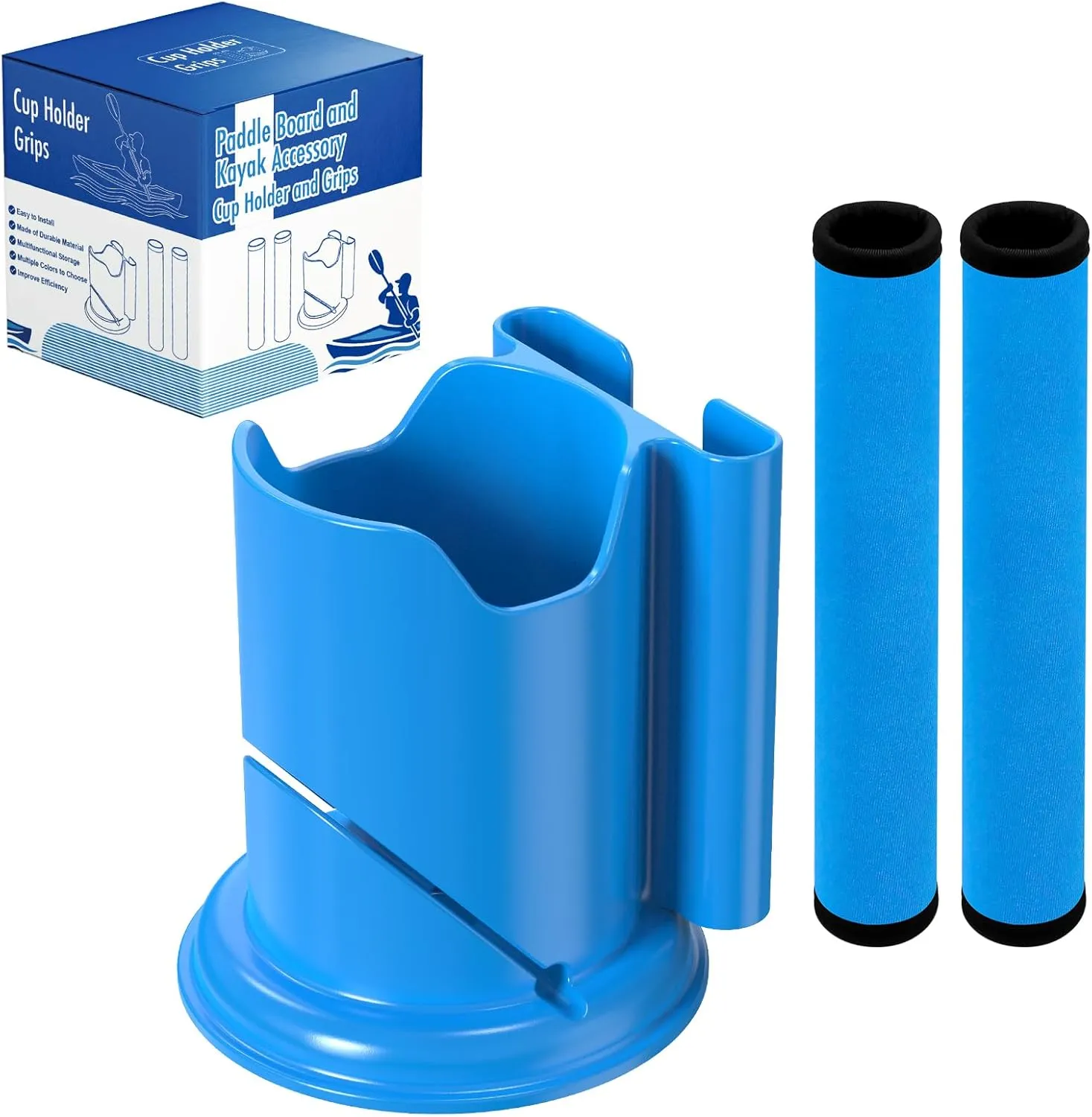 Paddle Board and Kayak Cup Holder, Paddle Grips, Paddle Board and Kayak Accessories Kit (Blue)
