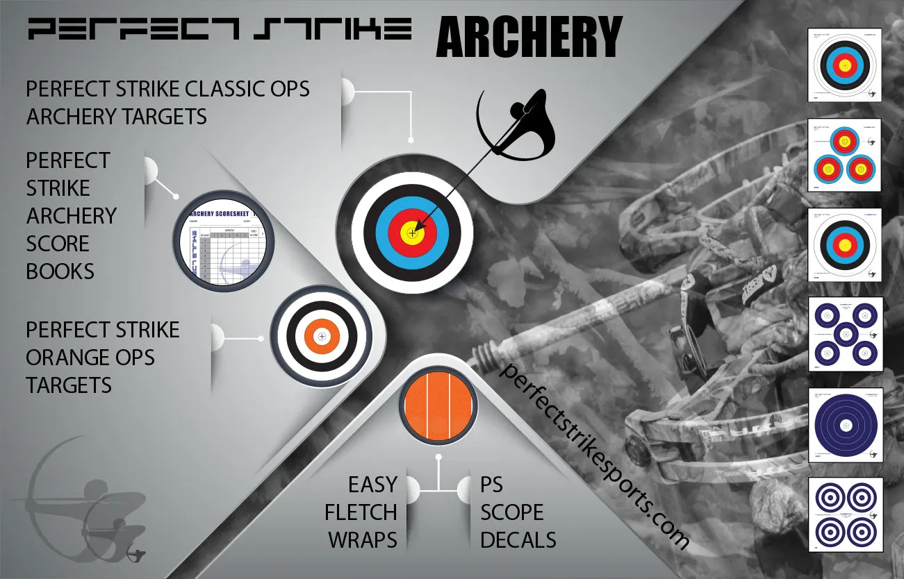 Perfect Strike ARCHERY SYSTEM Targets. CLASSIC OPS No. 007. Five Spot. 12" x 12". (24 Targets.)