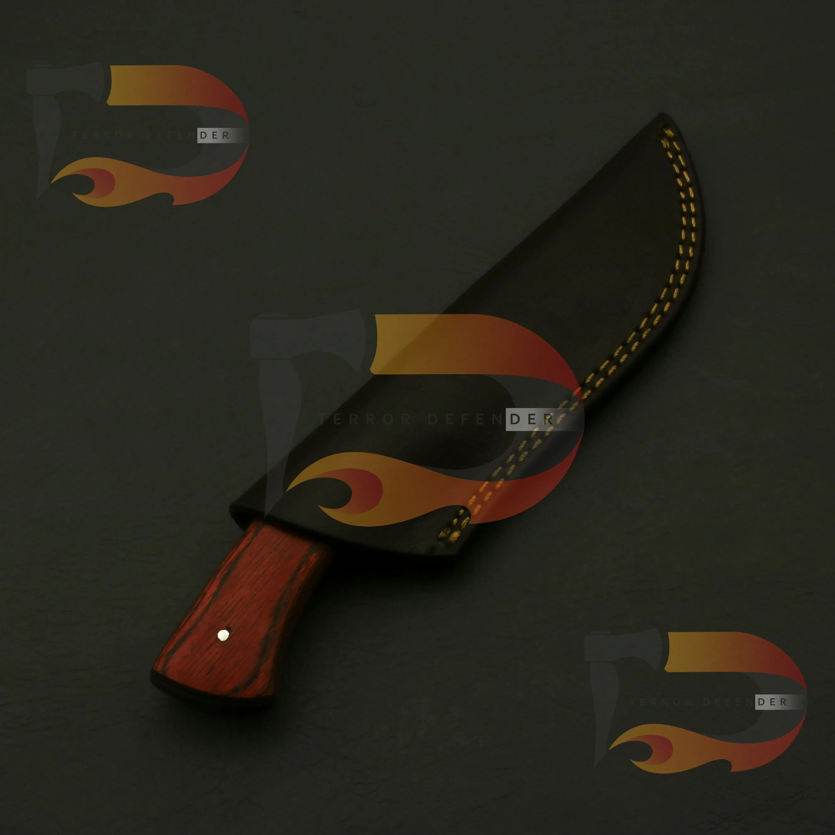 Personalized Damascus Steel Hunting knife,Camping Knife Handle Color and Gard shape will attractive , Plus Custom Leather Sheath | EDC