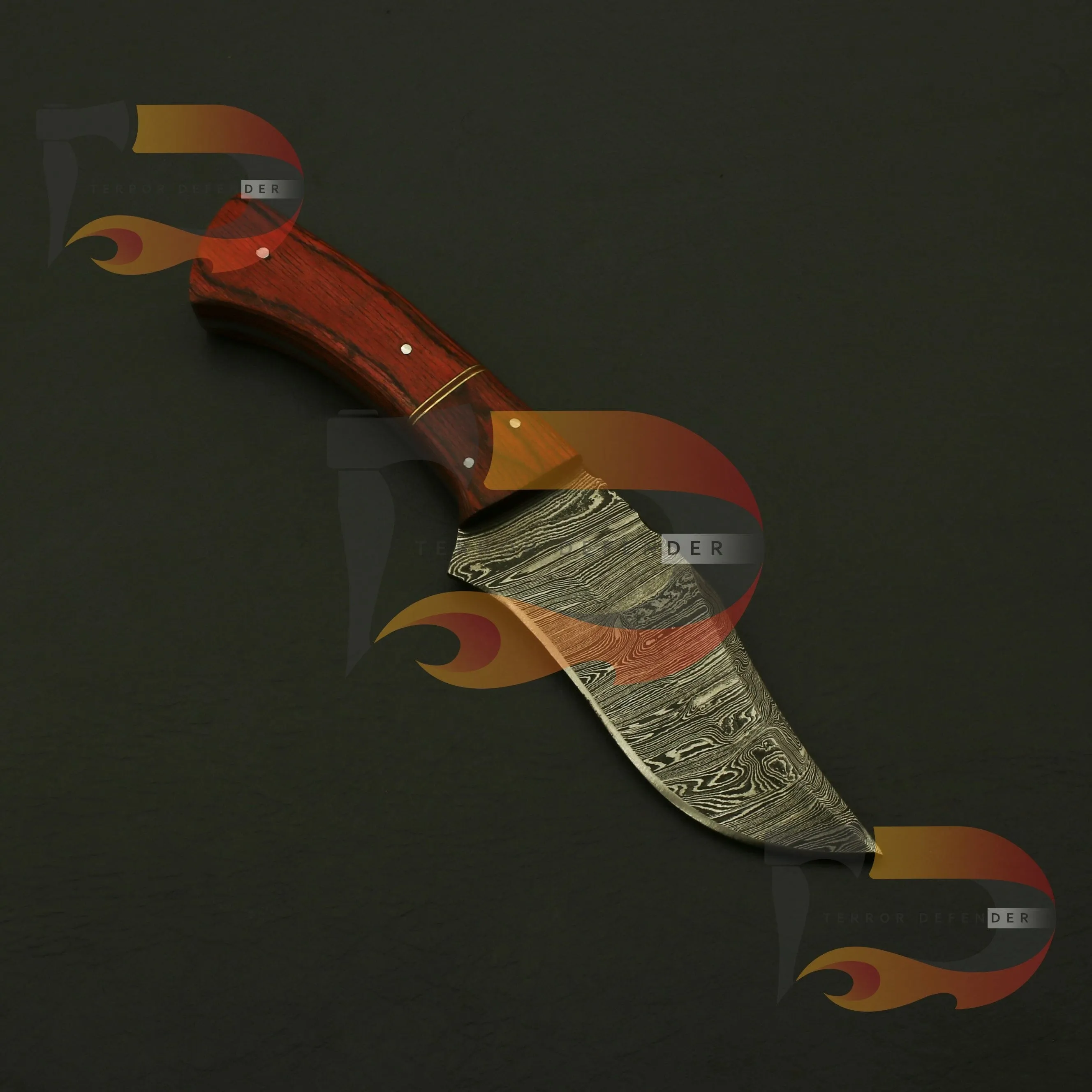 Personalized Damascus Steel Hunting knife,Camping Knife Handle Color and Gard shape will attractive , Plus Custom Leather Sheath | EDC