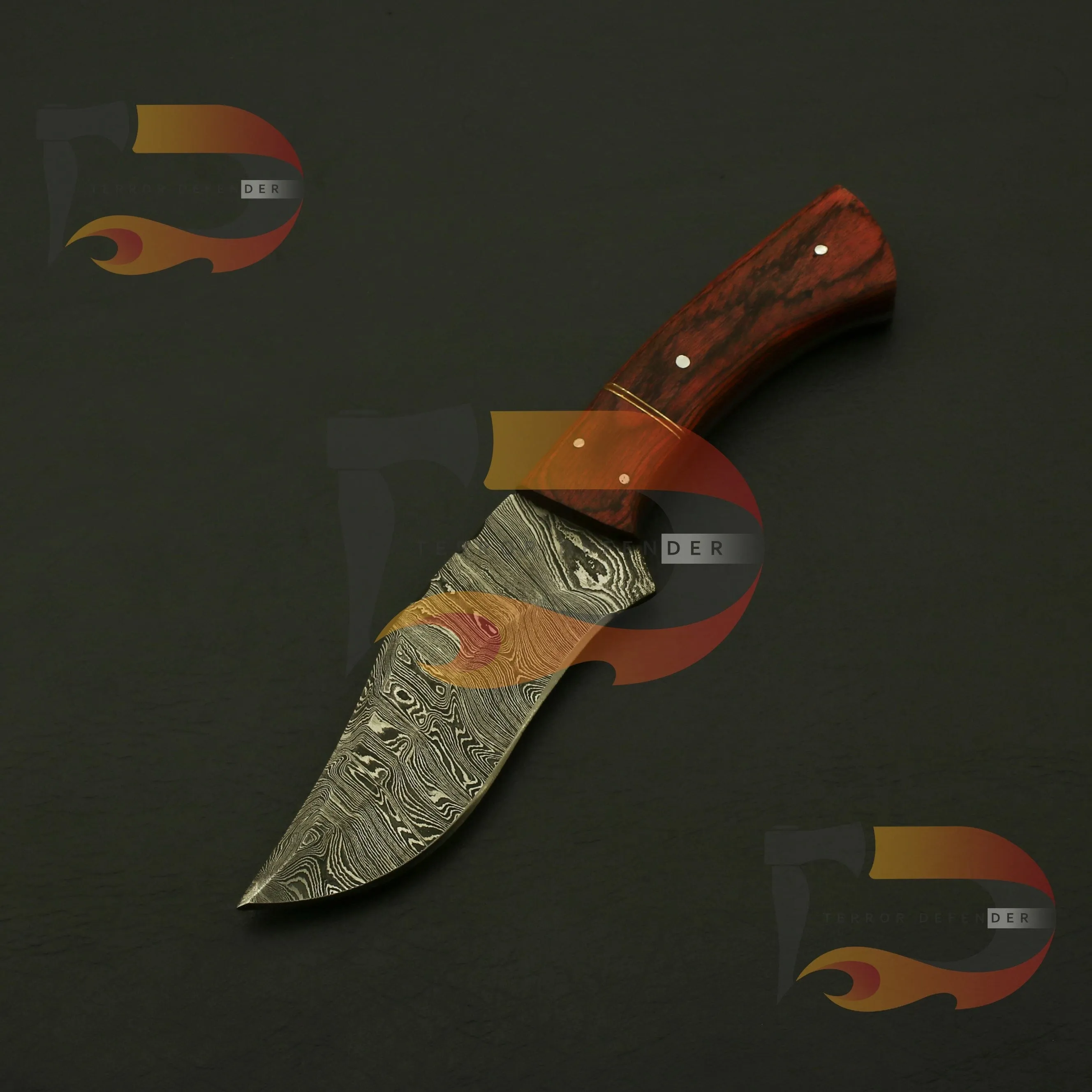 Personalized Damascus Steel Hunting knife,Camping Knife Handle Color and Gard shape will attractive , Plus Custom Leather Sheath | EDC
