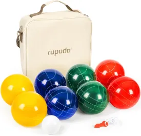 ropoda 107mm Bocce Ball Set Regulation Size and Weight with 8 Resin Bocce Balls, Resin Bocci Balls for Professional Tournament Competition, 60mm Pallino, Nine-Grid Shockproof Carrying Bag(2-8 Players)